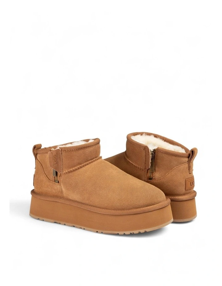 Platform Beri Zipper Boots in Chestnut image 2