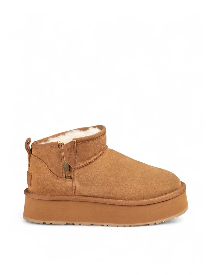 Platform Beri Zipper Boots in Chestnut image 3