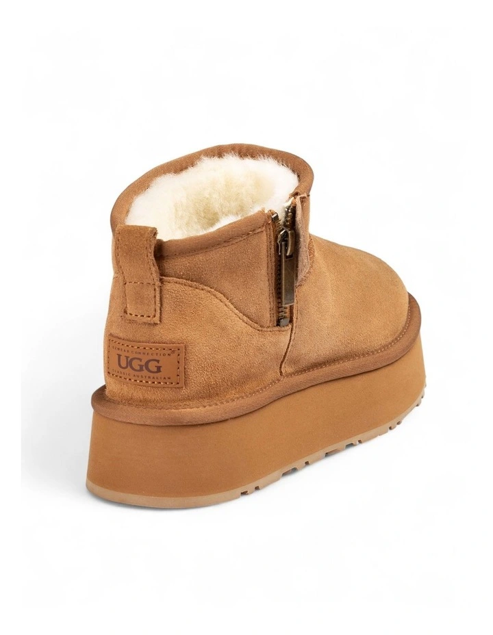 Platform Beri Zipper Boots in Chestnut image 4