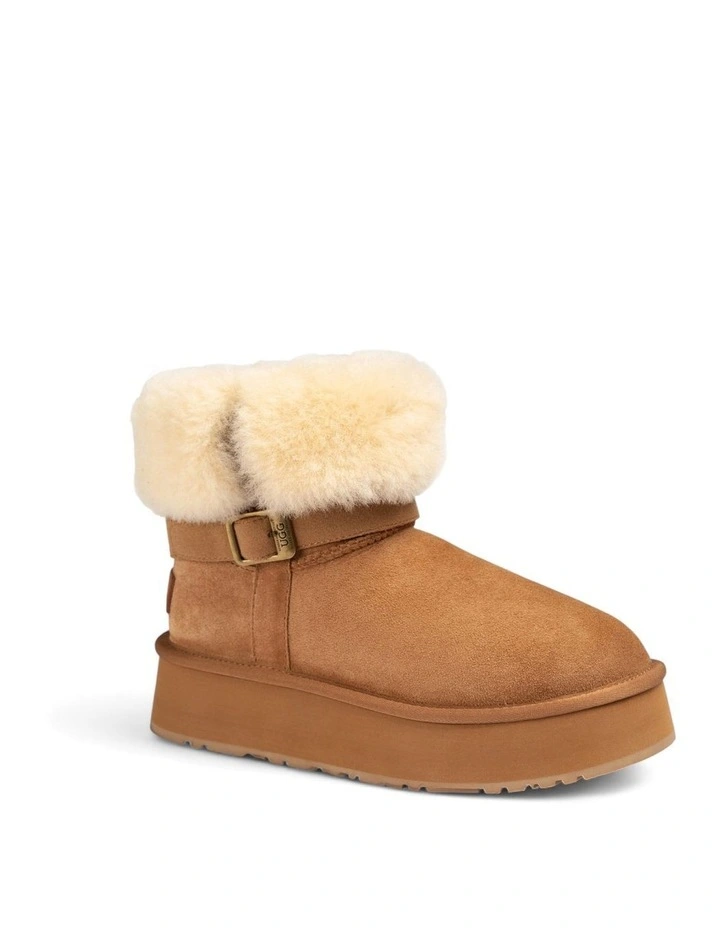 Classic Platform Buckle Mini Boots (4.5cm) (Water Resistant) in Chestnut image 1