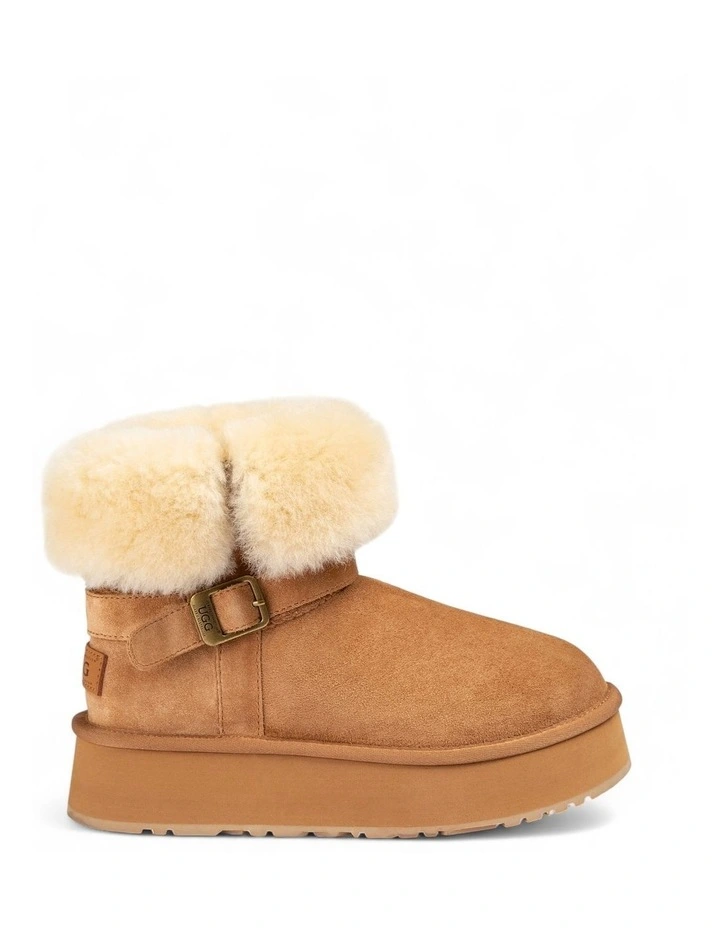 Classic Platform Buckle Mini Boots (4.5cm) (Water Resistant) in Chestnut image 2