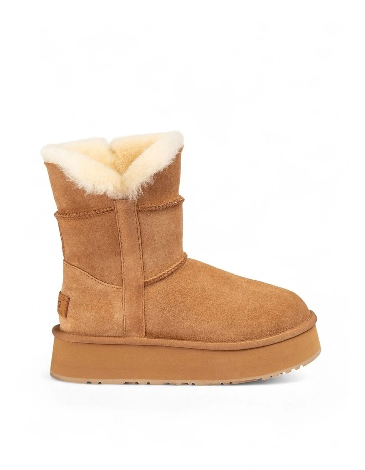 Classic Platform Buckle Mini Boots (4.5cm) (Water Resistant) in Chestnut image 3