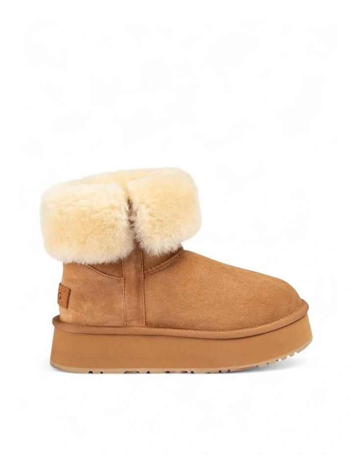 Classic Platform Buckle Mini Boots (4.5cm) (Water Resistant) in Chestnut image 4