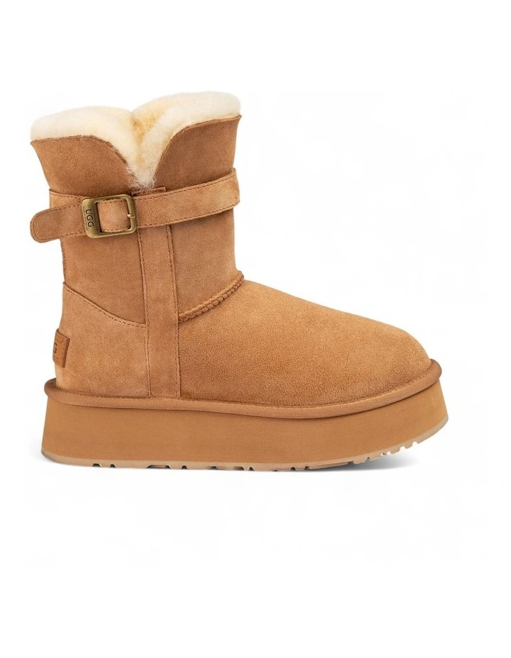 Classic Platform Buckle Mini Boots (4.5cm) (Water Resistant) in Chestnut image 5