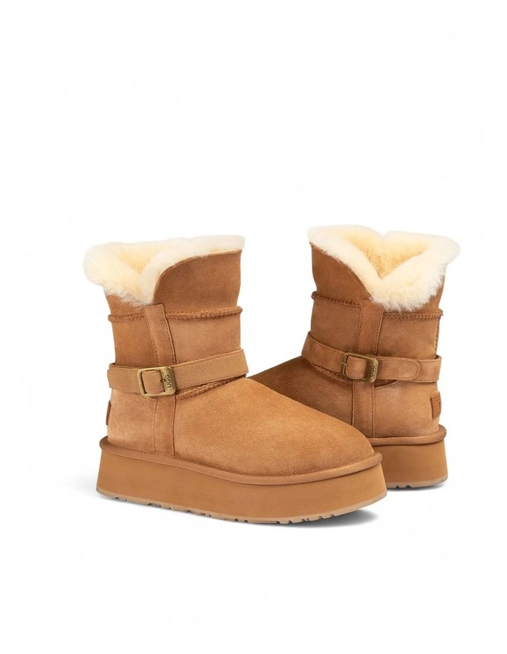 Classic Platform Buckle Mini Boots (4.5cm) (Water Resistant) in Chestnut image 6