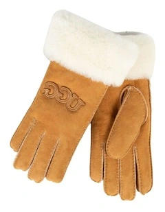 Sheepskin & Shearling Glove in Chestnut