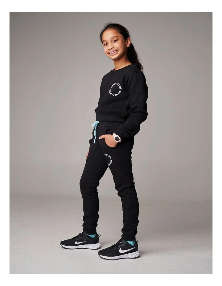 Crop Long Sleeve Jumper in Black image 1