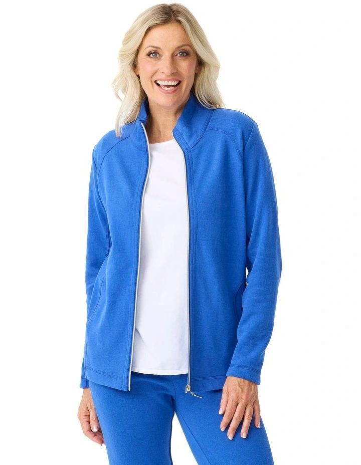 Haven French Rib Zip Up Jacket in Cobalt image 4