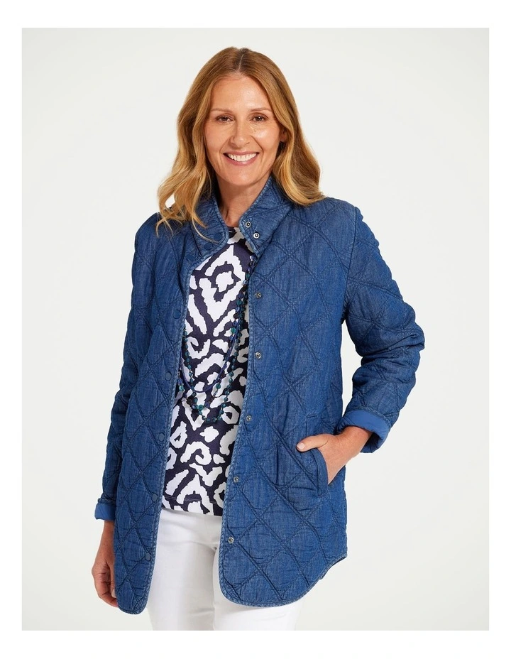 Moon Quilted Jacket in indigo image 1