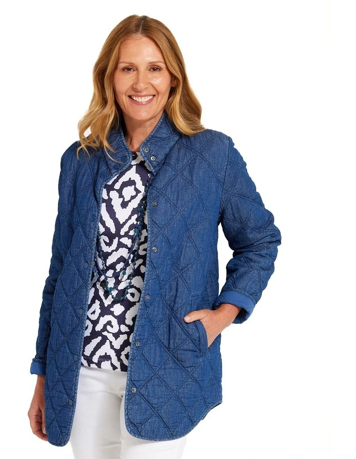 Moon Quilted Jacket in indigo image 1