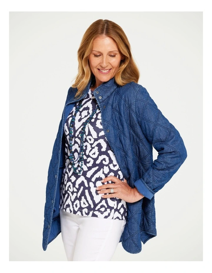 Moon Quilted Jacket in indigo image 3