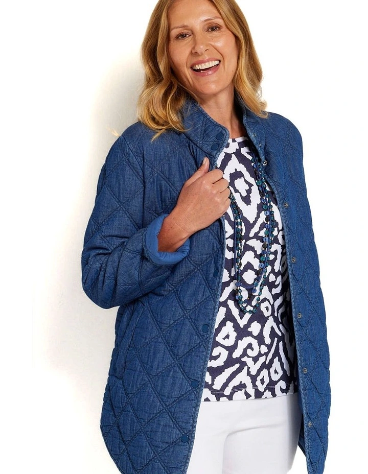 Moon Quilted Jacket in indigo image 3