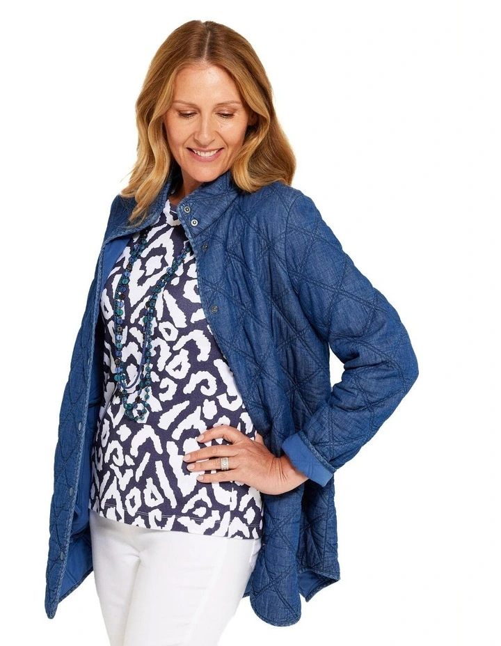 Moon Quilted Jacket in indigo image 5