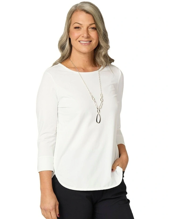 Eternity Modal/Cotton Bind Top in White image 1