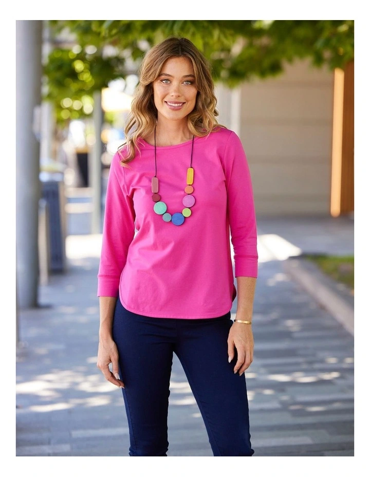 Eternity Modal/Cotton Bind Top in Fuchsia image 7