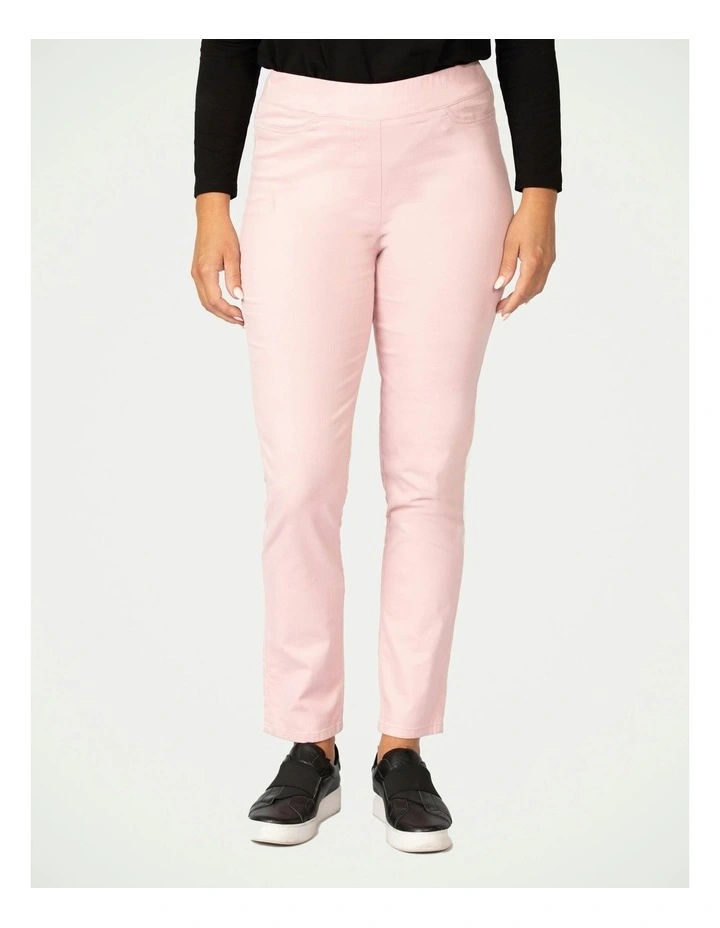 Suzy Stretch Long Pull On Jeans in Baby Pink image 2