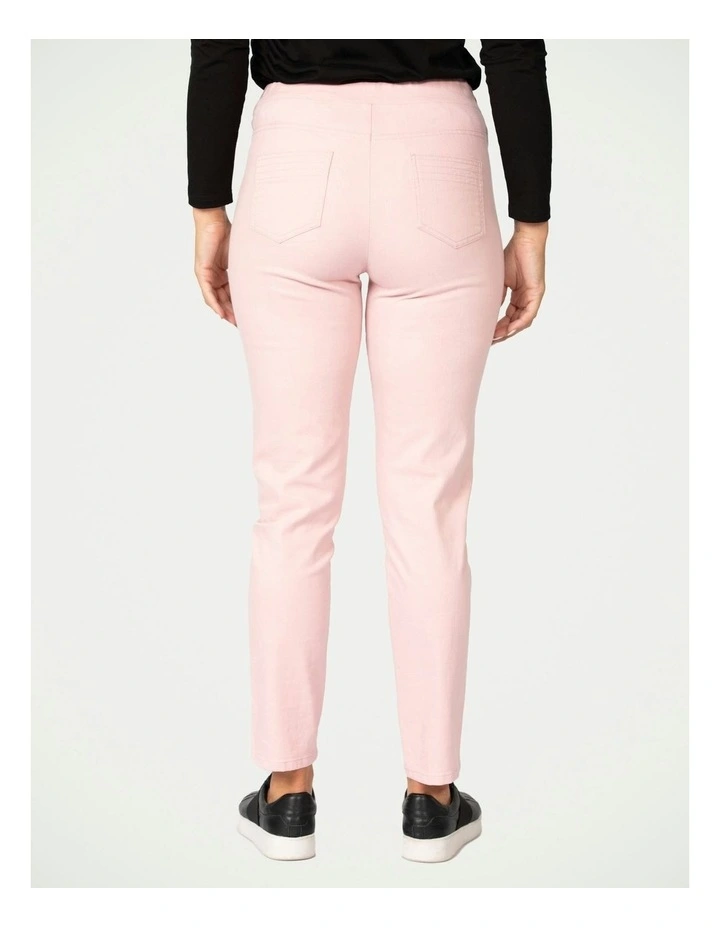Suzy Stretch Long Pull On Jeans in Baby Pink image 3