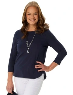 Eternity Modal/Cotton Bind Top in Navy