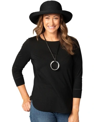 Eternity Modal/Cotton Bind Top in Black