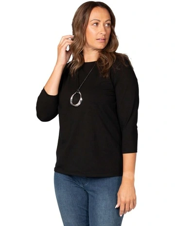 Day Camp 3/4 Sleeve Tee in Black