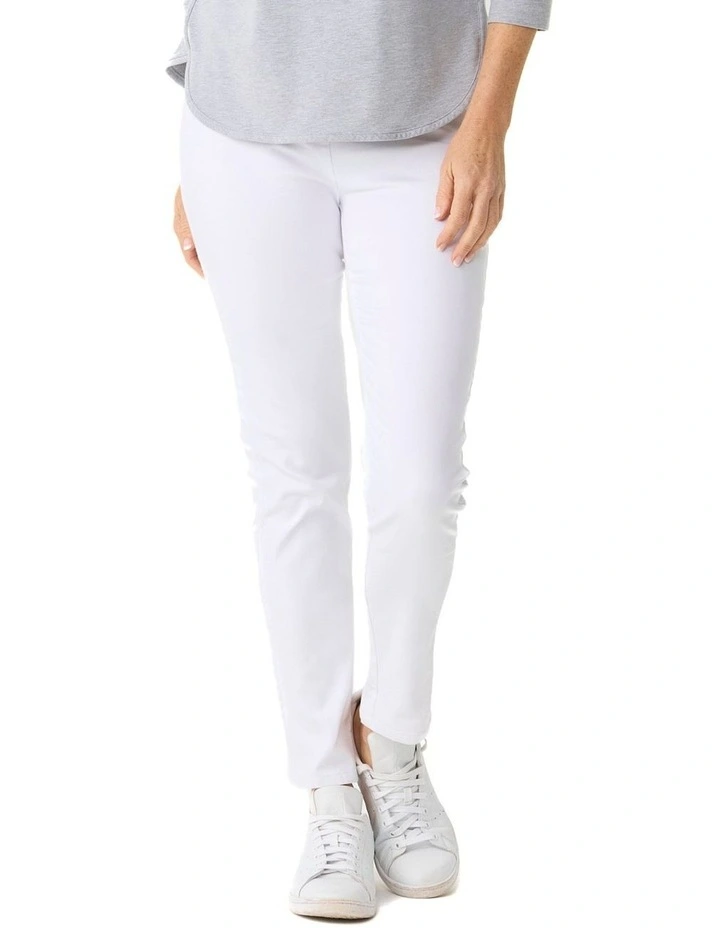 Suzy Stretch Long Pull On Jeans in White image 1