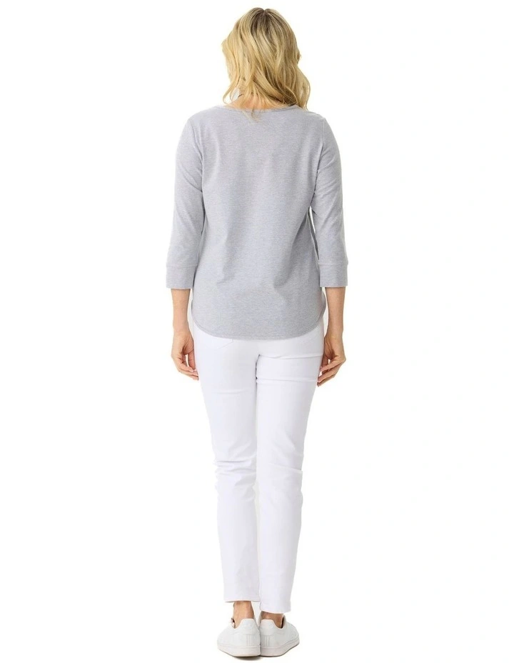 Suzy Stretch Long Pull On Jeans in White image 2