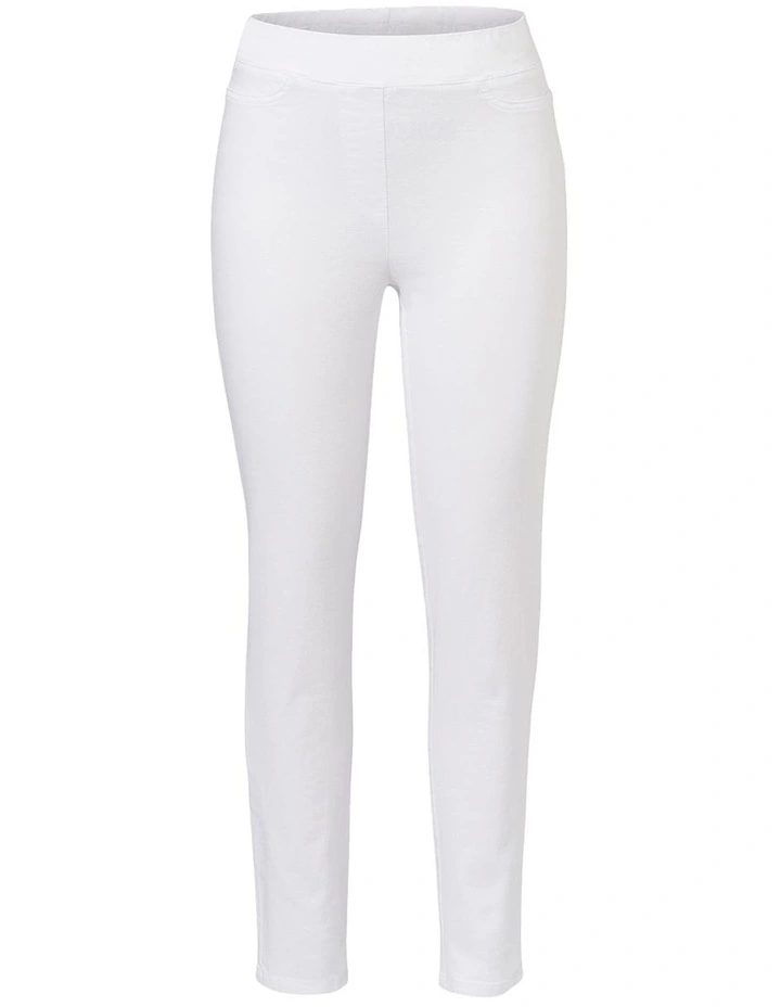 Suzy Stretch Long Pull On Jeans in White image 6
