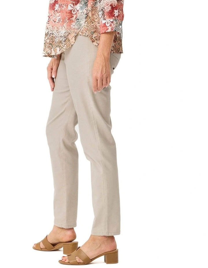 Suzy Stretch Long Pull On Jeans in Taupe image 3