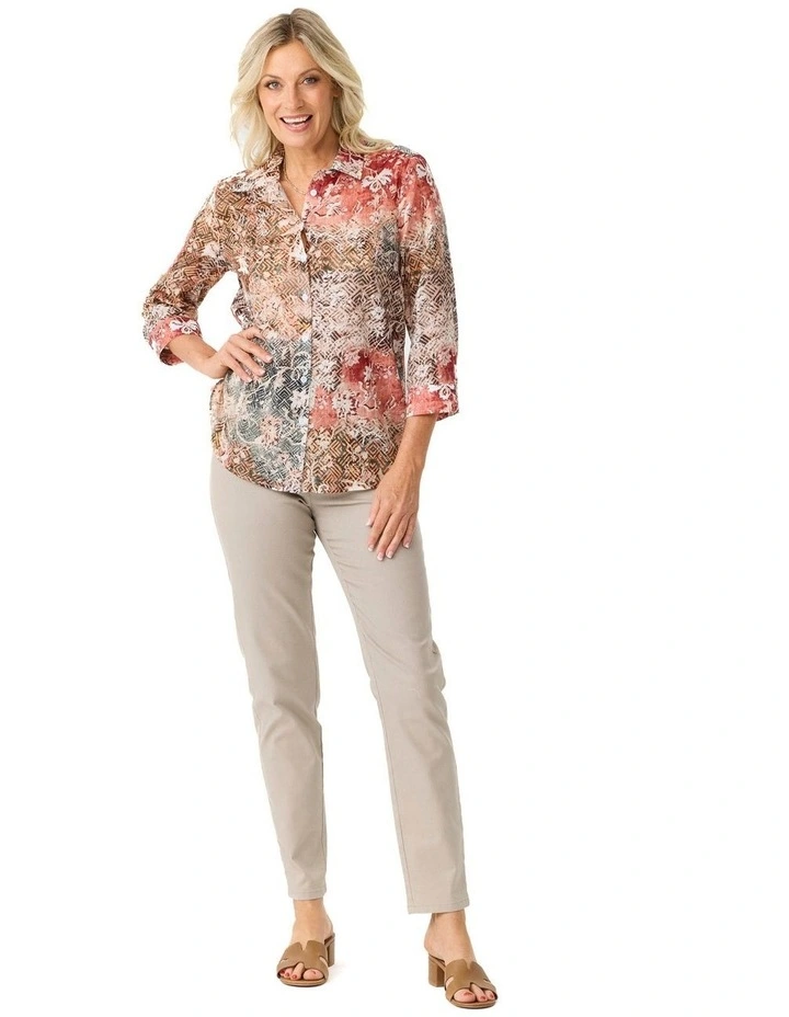 Suzy Stretch Long Pull On Jeans in Taupe image 4