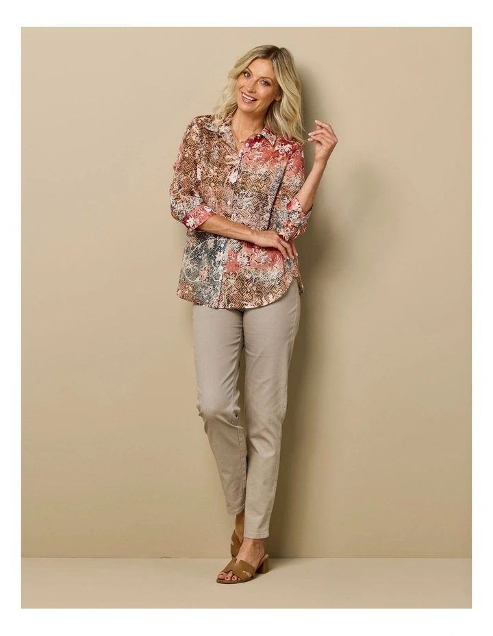 Suzy Stretch Long Pull On Jeans in Taupe image 5