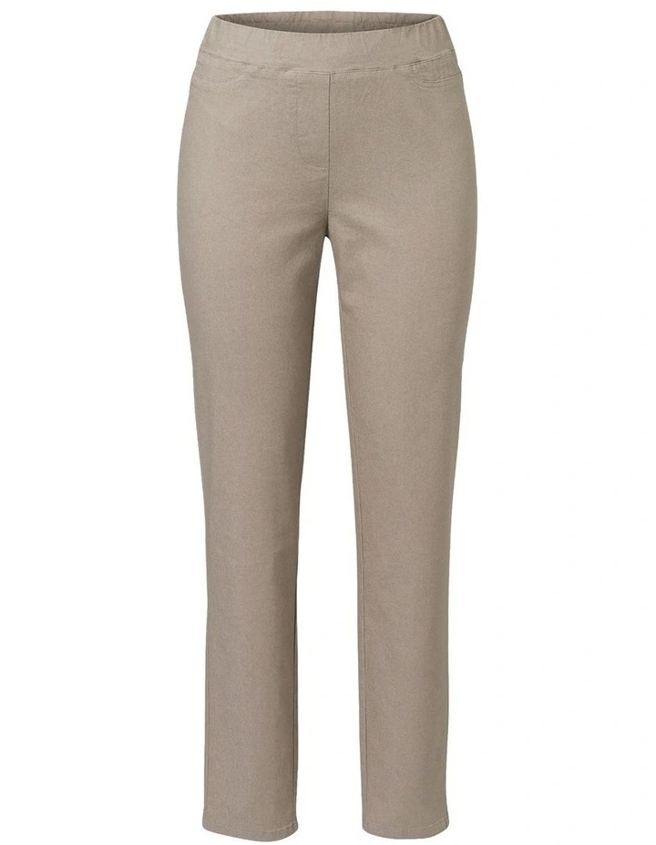 Suzy Stretch Long Pull On Jeans in Taupe image 6