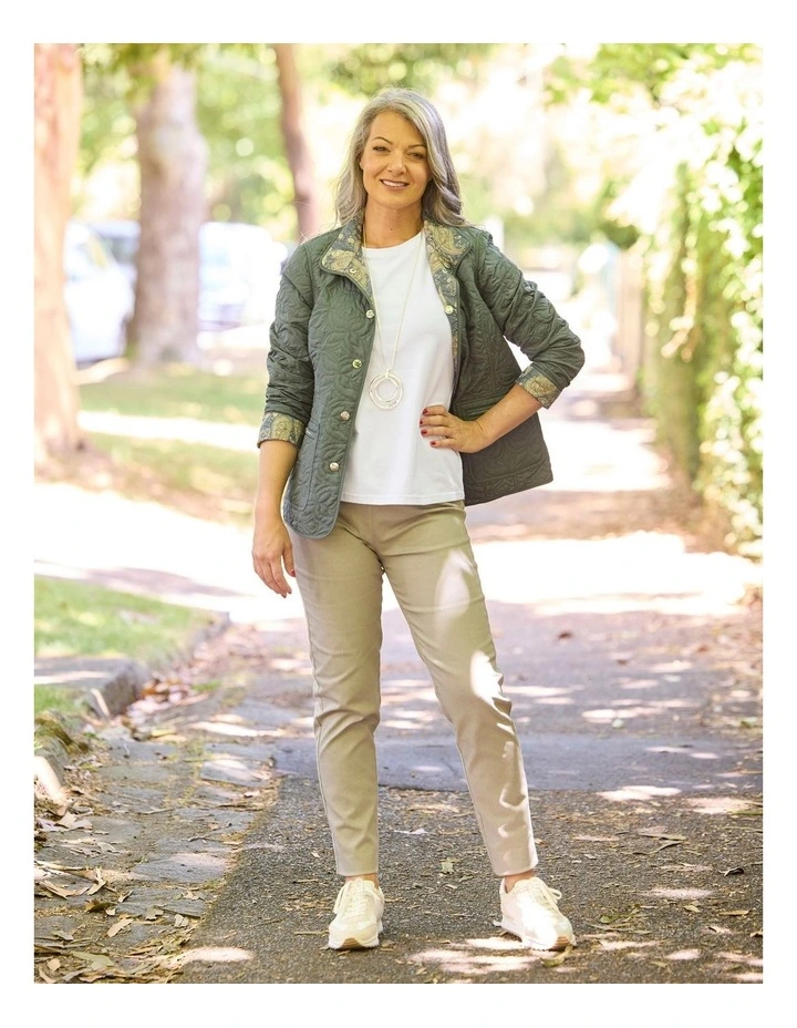 Suzy Stretch Long Pull On Jeans in Taupe image 7