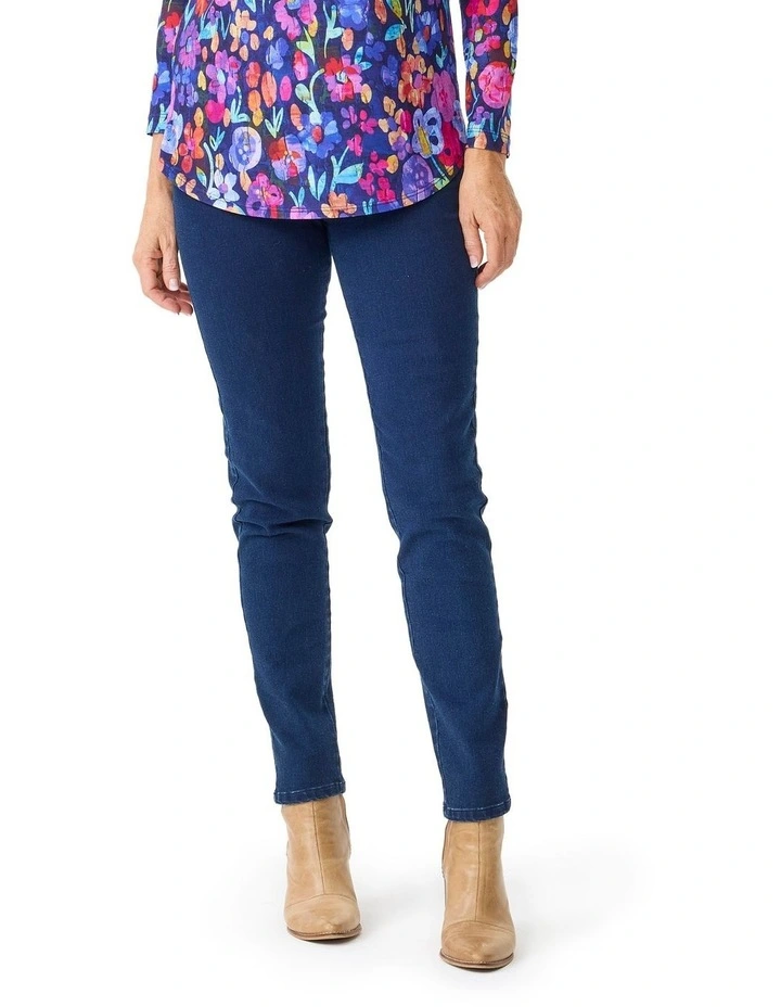 Suzy Stretch Long Pull On Jeans in Indigo image 1