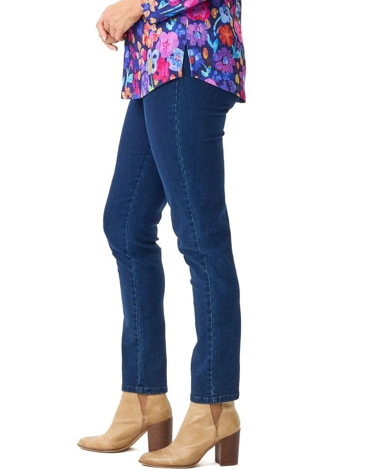 Suzy Stretch Long Pull On Jeans in Indigo image 3