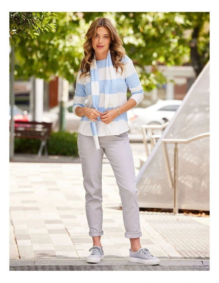 Suzy Stretch Long Pull On Jeans in Silver image 7