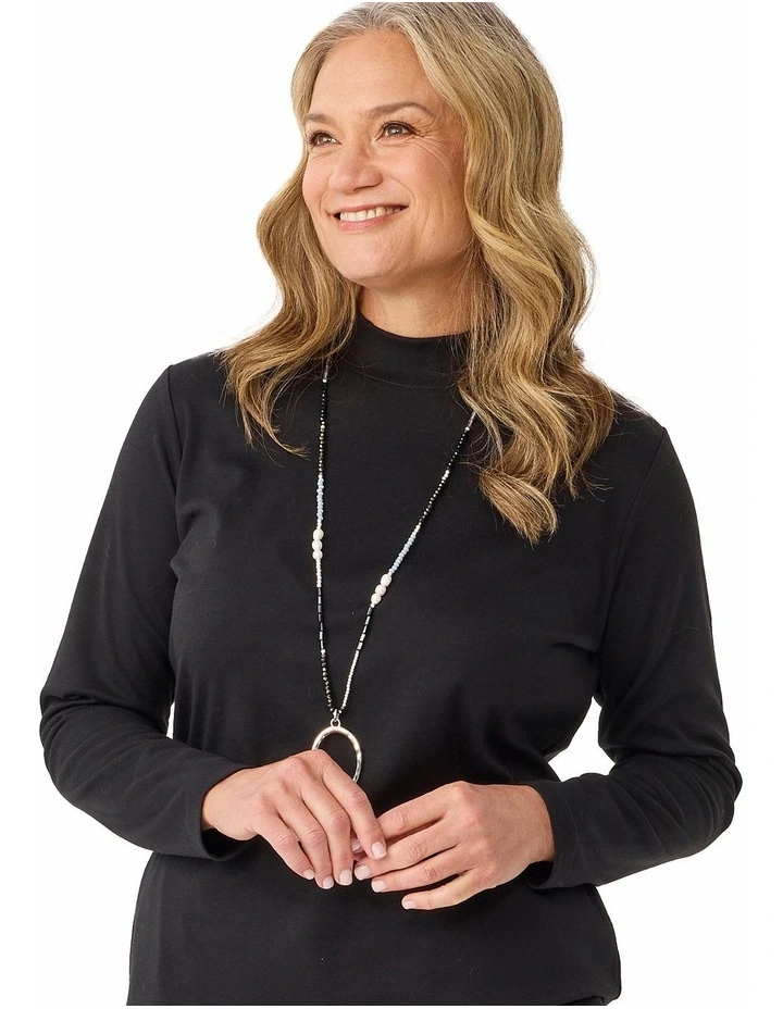 Essential Long Sleeve Skivvy Top in Black image 5