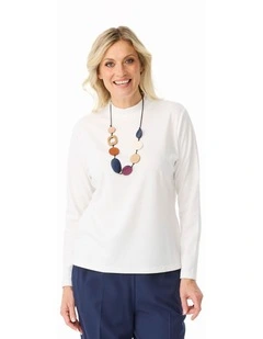 Essential Long Sleeve Skivvy Top in Ivory