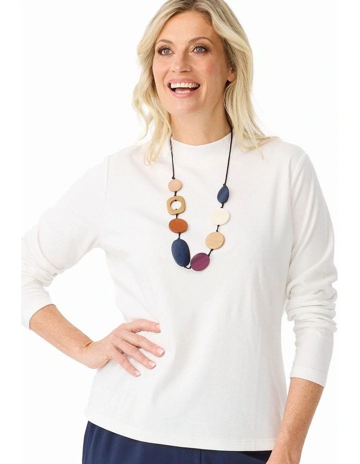 Essential Long Sleeve Skivvy Top in Ivory image 5