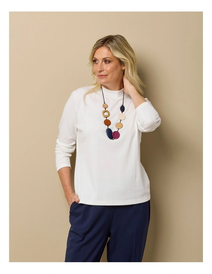 Essential Long Sleeve Skivvy Top in Ivory image 6