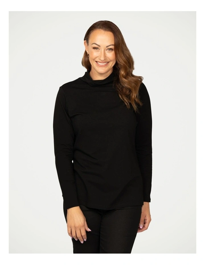 Warm Up High Neck Skivvy in Black image 1
