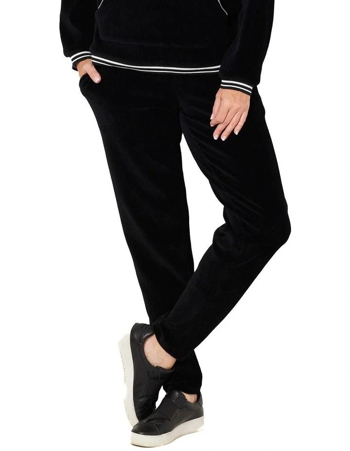 Maxwell Rib Velour Pant in Black image 1
