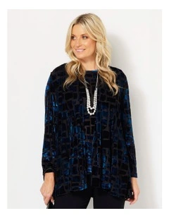 Cordelia Burnout Cardigan in Blue