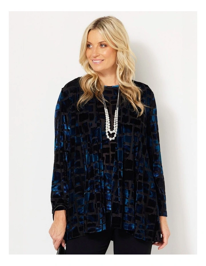 Cordelia Burnout Cardigan in Blue image 1