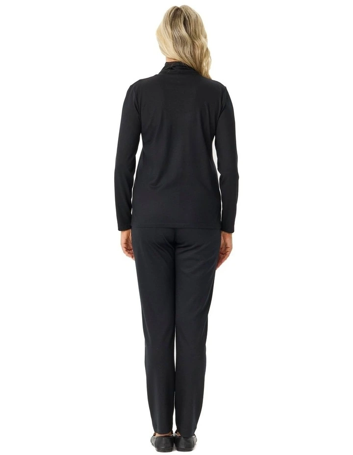 Hedrena Cowl Neck Long Sleeve Top in Black image 2