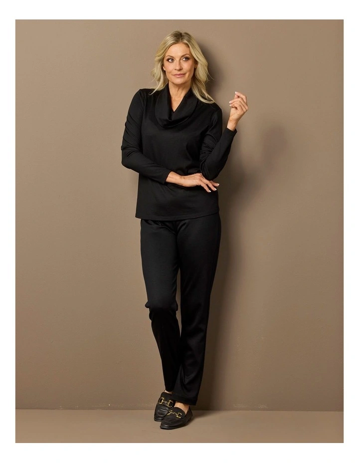 Hedrena Cowl Neck Long Sleeve Top in Black image 6