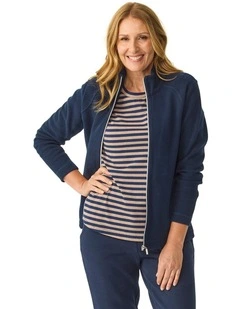 Haven French Rib Zip Up Jacket in Blue