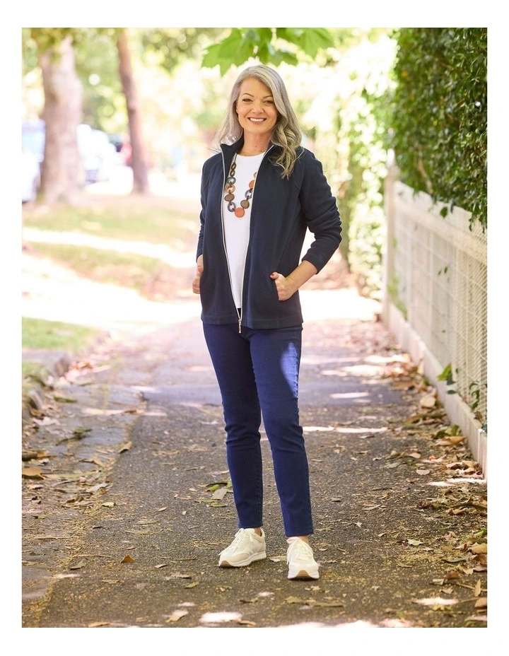 Haven French Rib Zip Up Jacket in Blue image 5