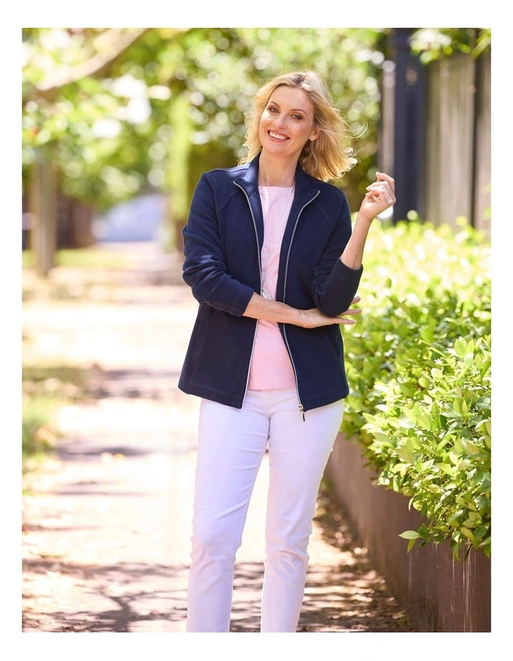 Haven French Rib Zip Up Jacket in Blue image 7