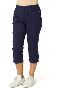 Vibe Stretch Eyelet Crop Pant in Blue