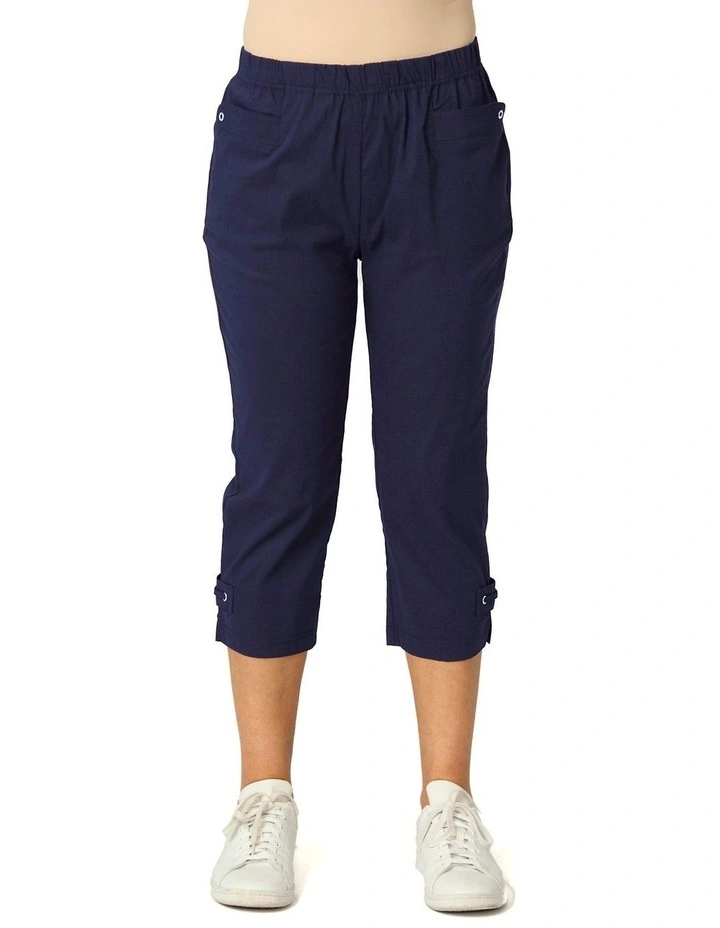 Vibe Stretch Eyelet Crop Pant in Blue image 4
